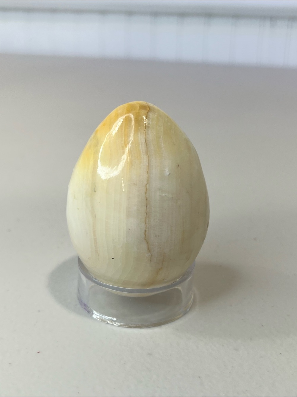 Polished Cream and Yellow Calcite Egg Decorative Accent
